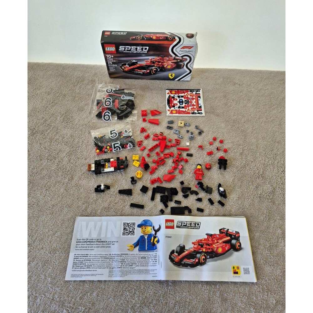 LEGO Speed Champions 77242 Ferrari SF-24 F1 Race Car Open Box Partially Built